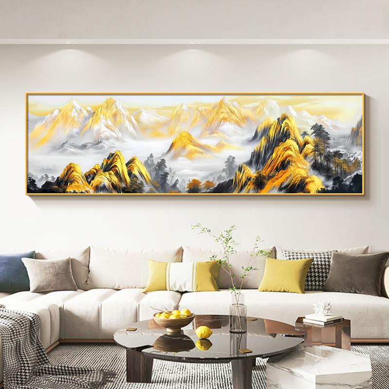 背靠金山床头画卧室挂画客厅沙发背景墙装饰画大气办公室书房壁画