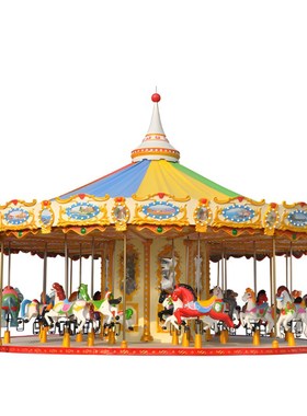 白色旋转木马游乐设备景区人气引流设施拍摄造景大型豪华转马新款