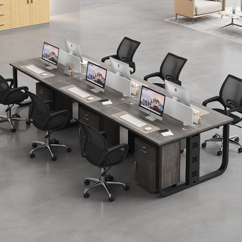 现代简约办公桌员工位办公室四人位4/6人屏风卡座白色职员工作桌