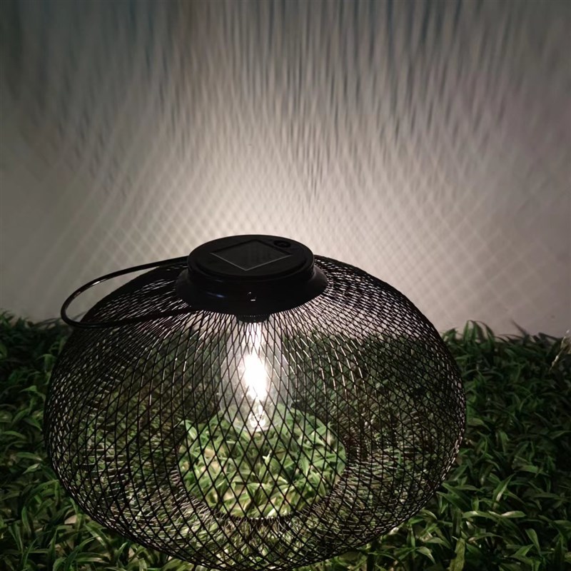 厂家直供太阳能铁艺钨丝灯灯泡别墅庭院户外室内圆形悬挂大灯笼
