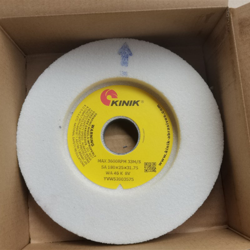 中国砂轮白刚玉白色单面凹金力砂轮KINIK WA46K180*25*31.75