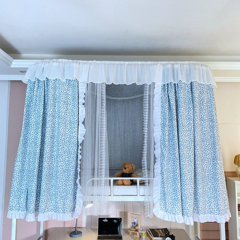 CB#新款学生轨道花边导轨遮光床帘蚊帐上下铺学生宿舍蚊帐带遮光