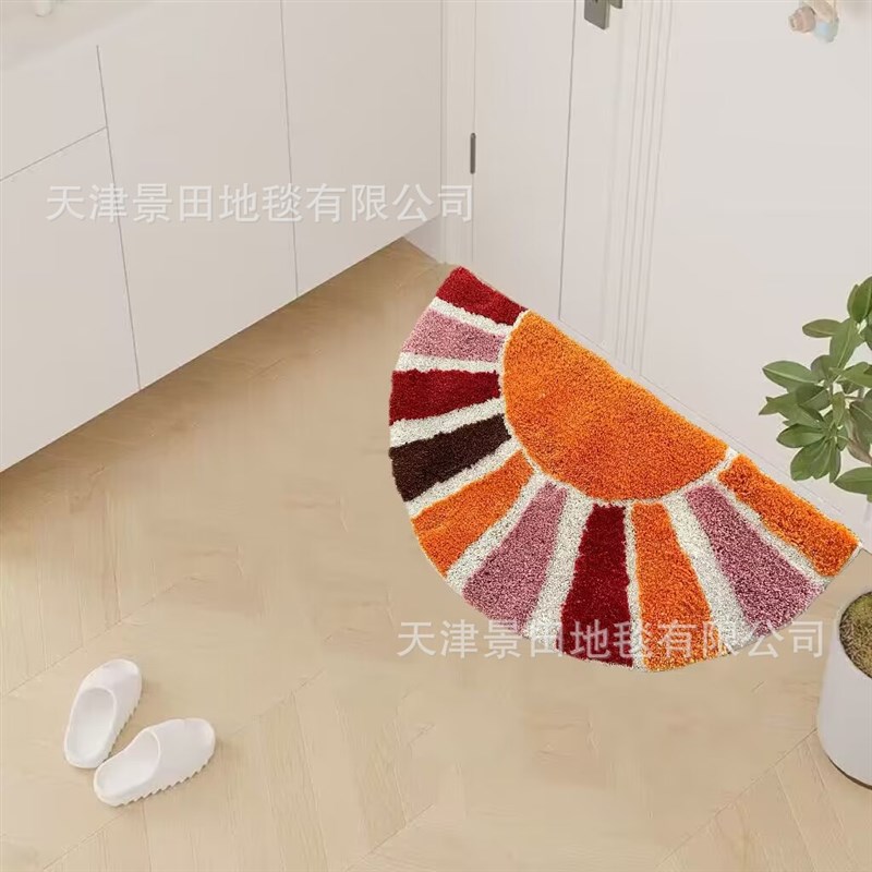 可爱彩虹地垫家用植绒地毯浴室卫生间防滑吸水地垫