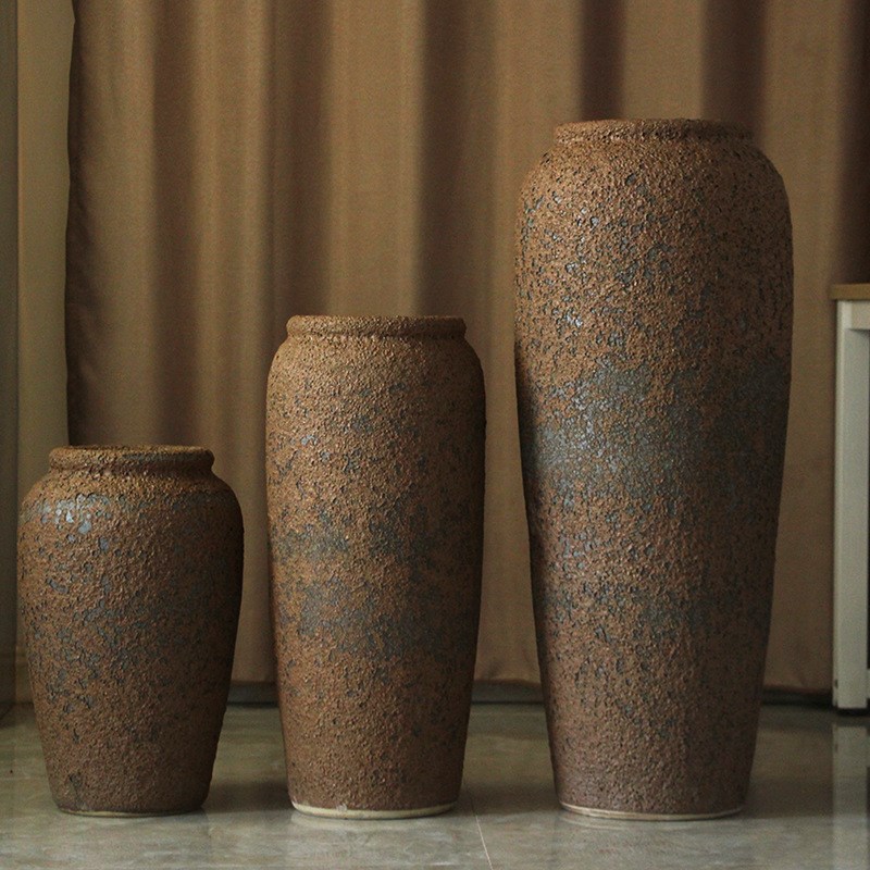 陶瓷落地花瓶干花颜色釉窑变花瓶现代欧式客厅陶罐陶缸摆件大花瓶