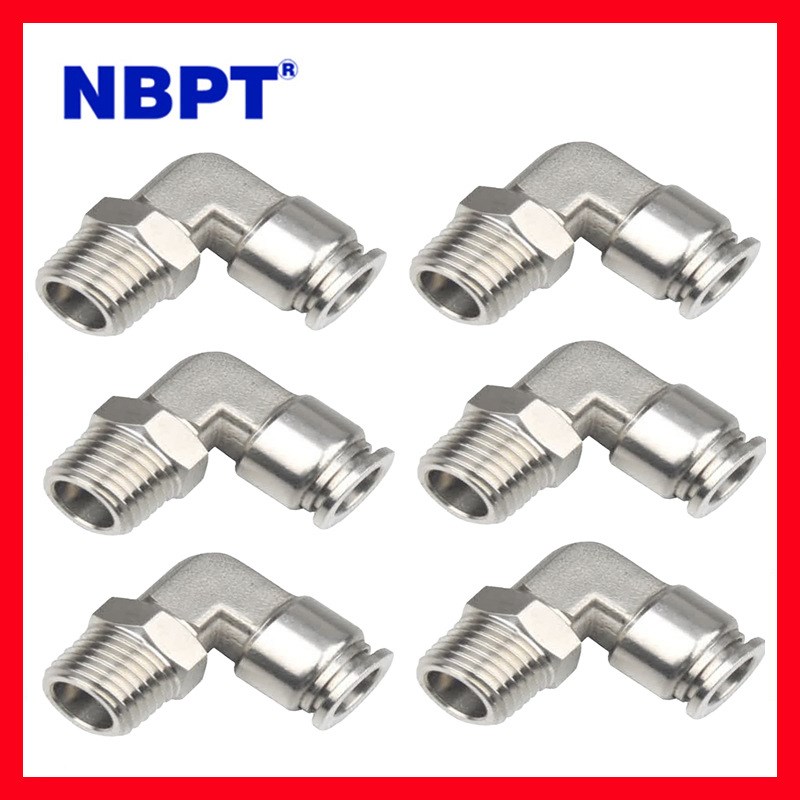 不锈钢接头外丝气动接头直角弯头快插接头L型V型气动气管快速接头