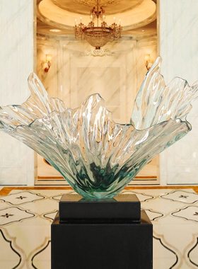 绿色摆件透明树脂抽象透明雕塑摆件酒店大堂大厅样板房间摆饰落地
