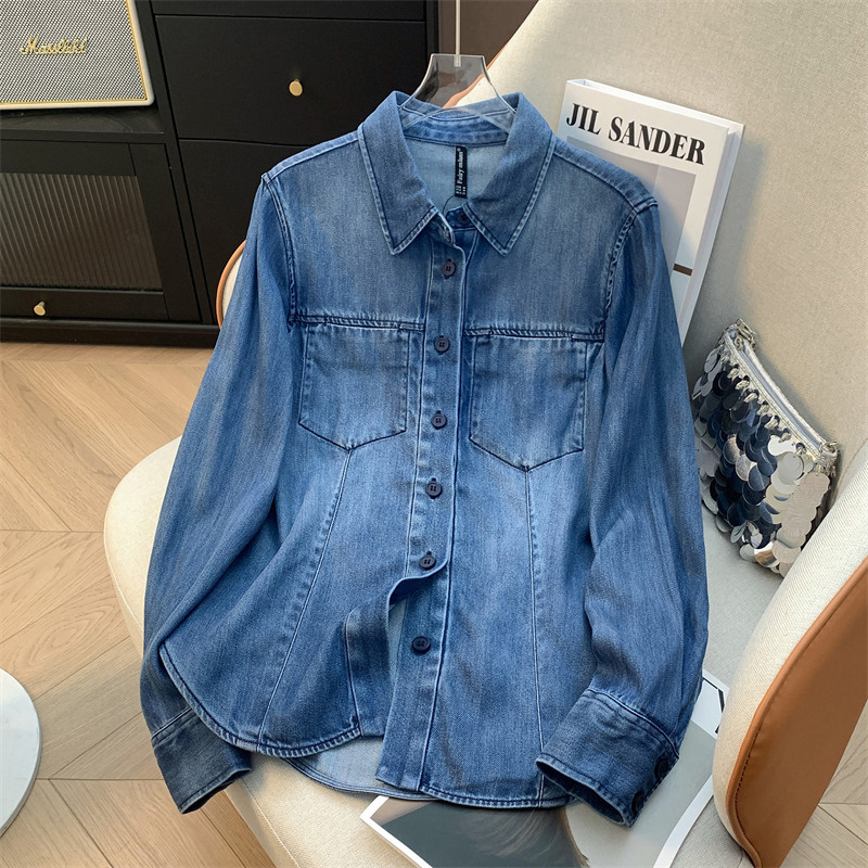 春秋装新款韩版时尚百搭醋酸天丝棉牛仔长袖衬衫女显瘦休闲衬衣潮,女装/女士精品,衬衫,淘宝优惠券,粉丝福利购,淘宝优惠卷