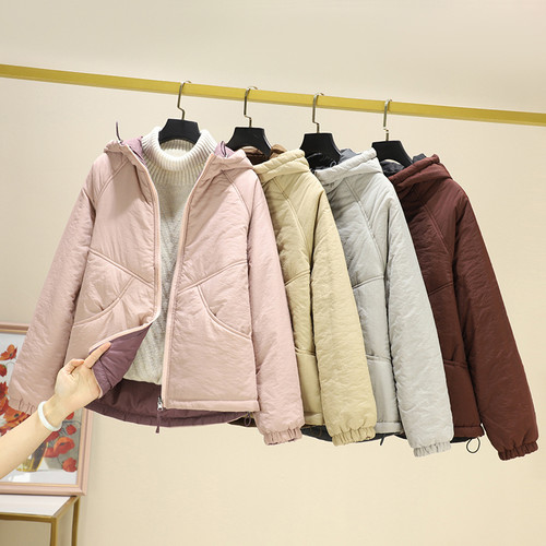 时尚简约双色两面穿棉服外套女
