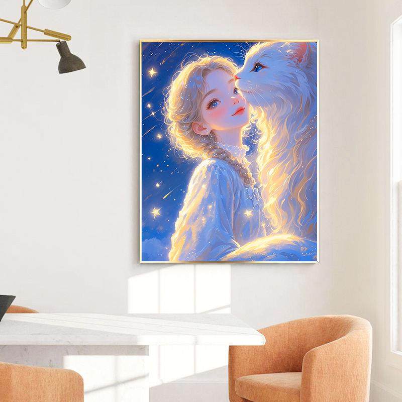 猫咪女孩十字绣2025新款线绣客厅卧室满绣小件自己绣手工刺绣简单