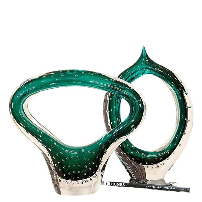 现代墨绿色客厅装饰品桌面摆件轻奢家居琉璃花瓶酒柜电视柜工艺品