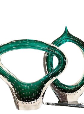 现代墨绿色客厅装饰品桌面摆件轻奢家居琉璃花瓶酒柜电视柜工艺品