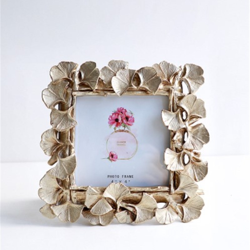 美式轻奢风银杏叶4寸6寸组合摆台相框摆件欧式创意个性婚纱照桌面