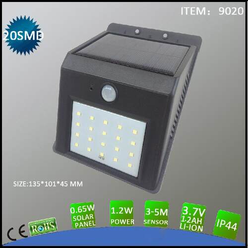 太阳能人体感应墙壁灯20led户外太阳能壁灯