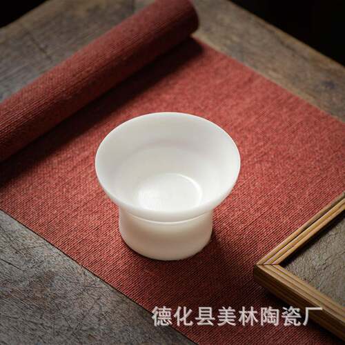 新款过滤器中国白素烧羊脂玉全瓷孔茶漏滤组冰种玉瓷茶隔茶具配件