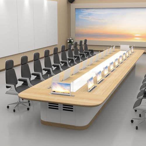 烤漆会议桌长桌无纸化会议桌智能电脑升降屏显示器办公桌控制台