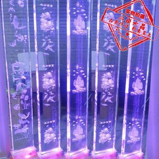 激光精磨3D内雕水晶柱 板 玻璃柱灯柱装饰柱子 客厅隔断墙玄关柱