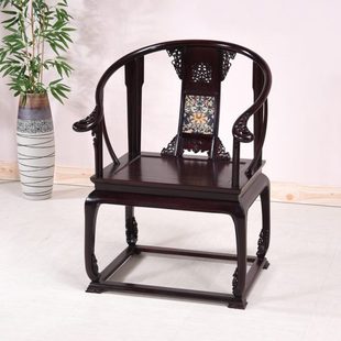 赞比亚血檀木皇宫椅红木太师椅中式实木圈椅仿古茶椅茶桌主人椅子