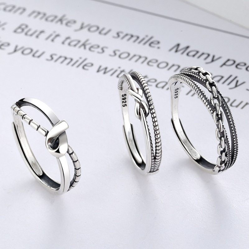 云潮轩s925链条双层镂空设计日韩风东大门高级感潮流小众嘻哈指环