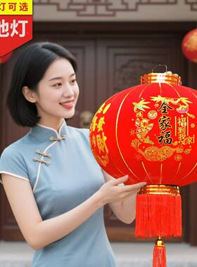 2026新款大红喜绒灯笼FWK农村门一对大挂饰庆户外新年阳台过年装