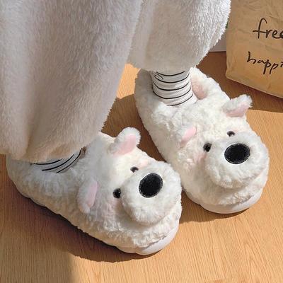 可爱西高地127小狗棉鞋女拖秋冬季外穿防滑居家内室鞋毛毛拖鞋棉