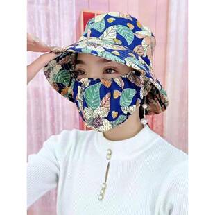 遮阳帽季 口罩一体遮脸骑行时0尚太阳 夏防晒女防紫外943线225新款