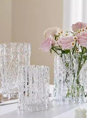 AFUNR玻A简约现代Ui冰ns风au250119高级感川花瓶璃透明插花客厅餐