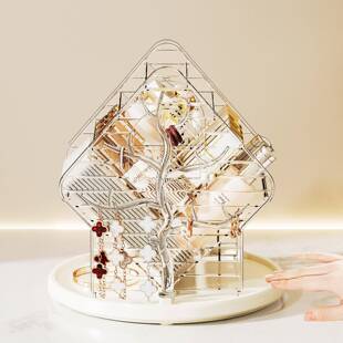 次日达转化妆品收纳盒桌红面高级旋感口整理盒化妆物台护肤品化妆