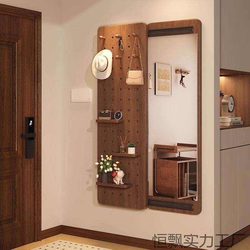 实木洞洞板穿衣镜隐形推拉全身镜子关闭隐藏可遮挡壁挂玄关试衣镜,收纳整理,烫衣板及配件,淘宝优惠券,粉丝福利购,淘宝优惠卷