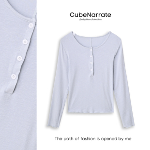 枋叙 CN227C021 纯色百搭圆领上衣