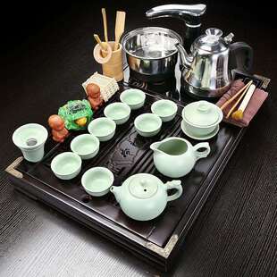 直销茶具全套小号实木茶盘全自动一体套装家用懒人高档茶台人造板