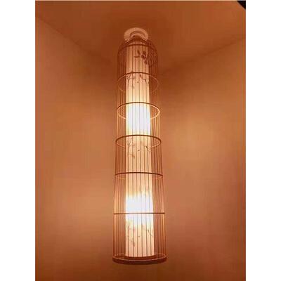 秦都区景区中式仿古创意田园装饰竹藤吊灯东南亚风格茶楼酒店竹灯