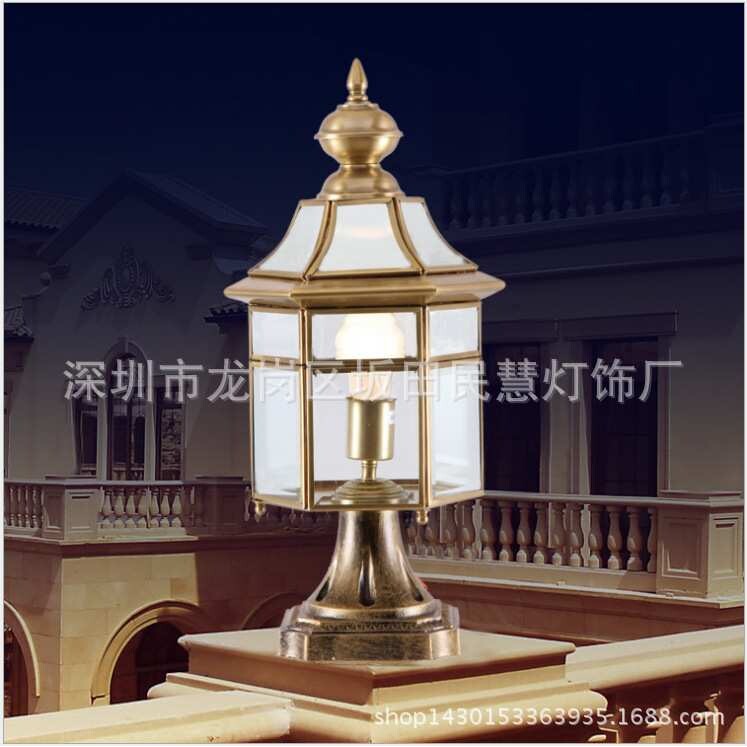 别墅围墙门柱灯 室外LED围墙防水景观花园灯头灯饰 全铜柱头灯