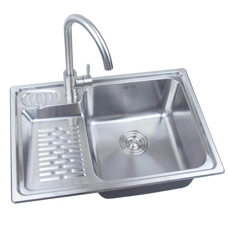 家用304不锈钢洗衣柜水槽板7545带搓衣板台面操作台板洗衣盆6845