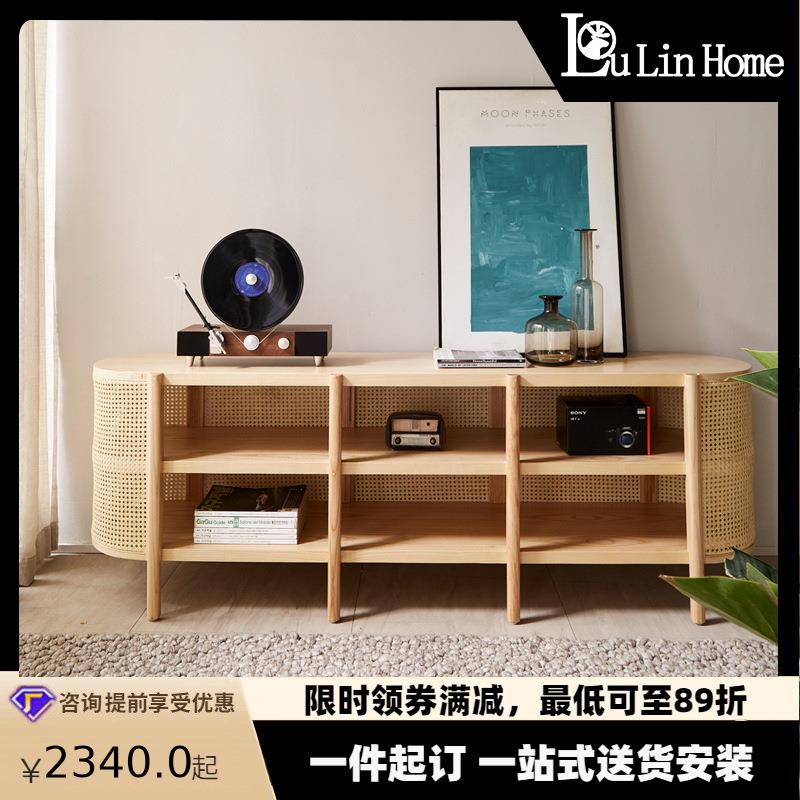 藤木电视柜北欧实木客厅现代简约地柜组合储物柜小户型度假房家具