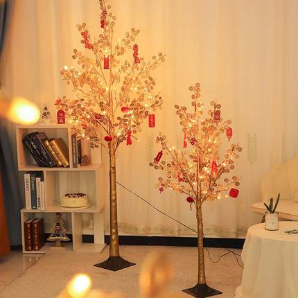 新款led铜线灯摇钱树灯节日氛围装饰灯春节喜庆房间氛围布置