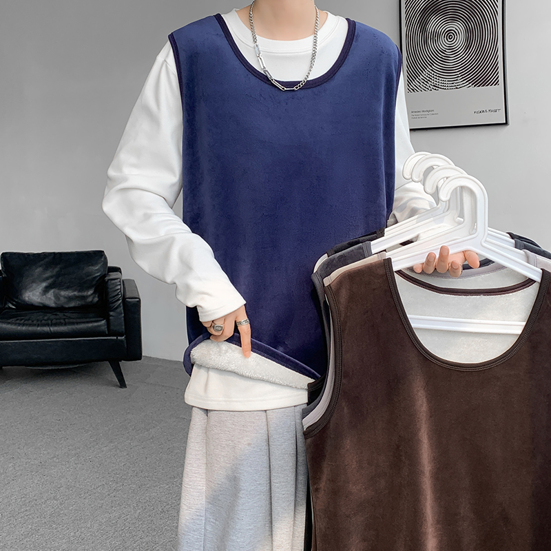 8XL-M德绒羊羔绒背心男加绒加厚保暖内搭坎肩马甲打底衫BR001P30