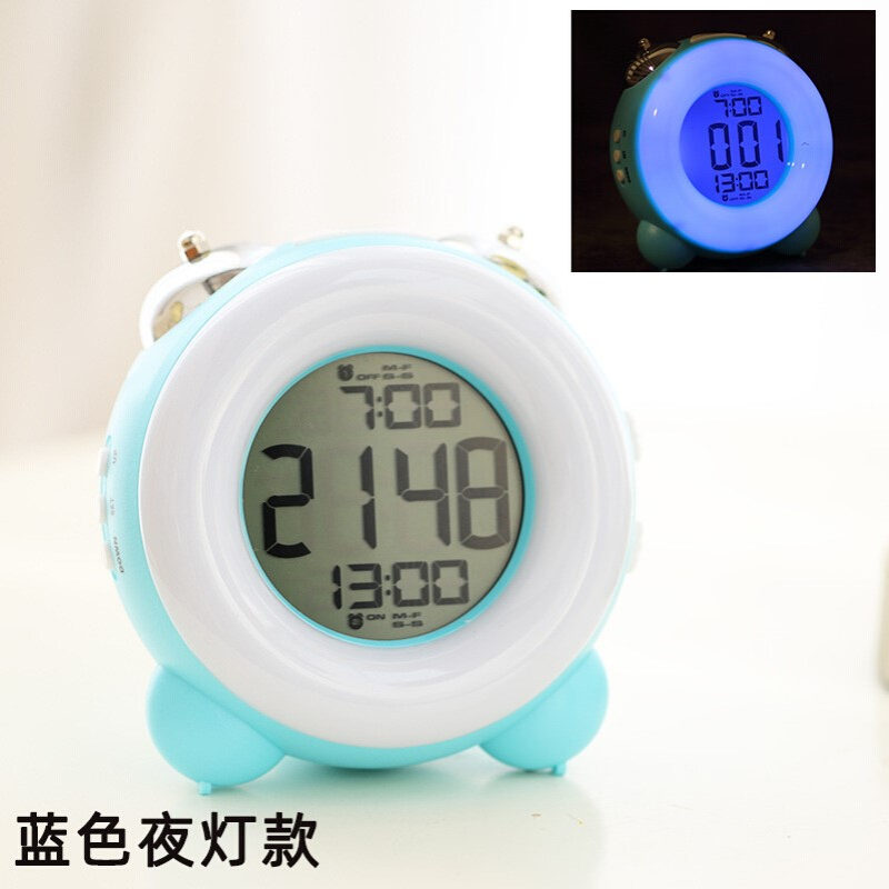 电子打铃闹钟静音夜灯学生超响闹表床头钟小计时器多功能数码报时