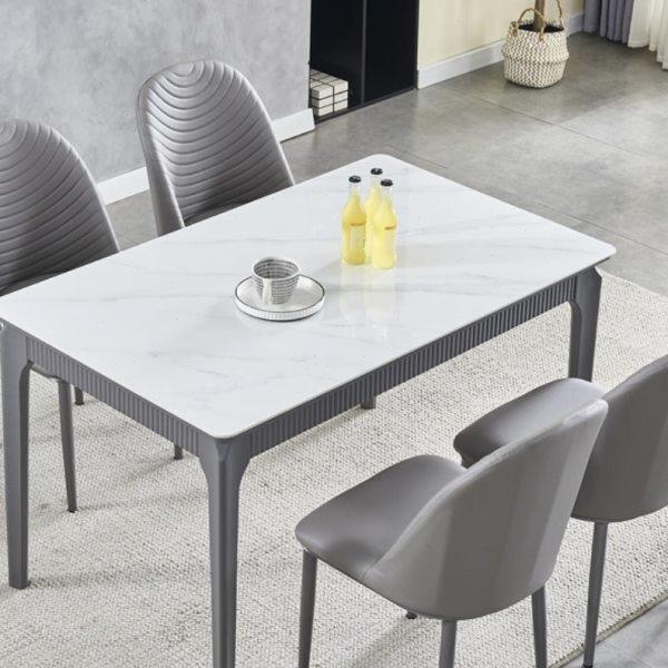 意式灰色框架亮光岩板餐桌椅组合小户型家用现代简约长方形饭桌子,住宅家具,岩板餐桌,淘宝优惠券,粉丝福利购,淘宝优惠卷