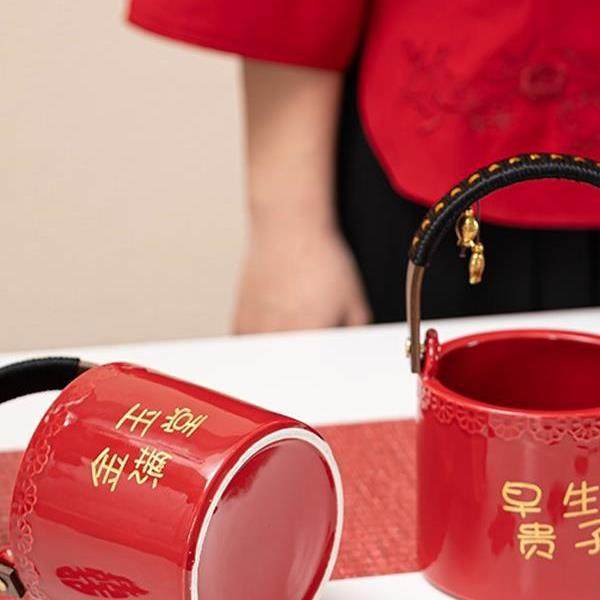 结婚子孙桶婚礼陪嫁用品大全出嫁用喜事陶瓷摆件娘家女方嫁妆宝桶