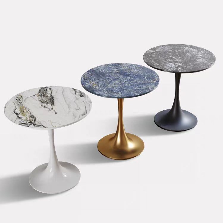 轻奢酒店岩板小圆桌现代北欧休闲接待洽谈桌椅组合阳台郁金香桌