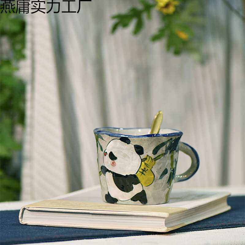 景德镇手绘猫爪情侣马克杯家用早餐咖啡杯釉下彩陶瓷杯可爱猫咪杯