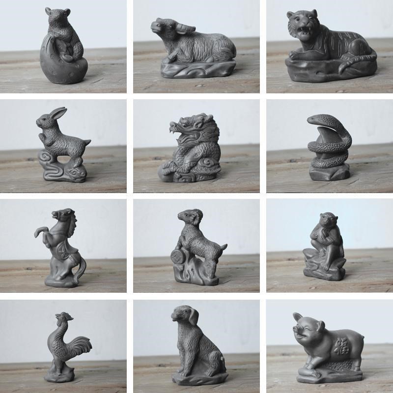 茶宠摆件精品可养十二生肖鼠牛虎兔龙蛇马羊猴鸡狗猪紫砂哥窑茶玩