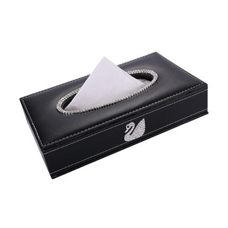 新品满钻汽车内饰座式车载纸抽纸盒镶钻天鹅纸巾盒车用创意