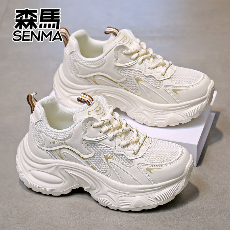 SENMA/森马厚底老爹鞋新款时尚舒适皮面增高休闲运动鞋显脚小轻便