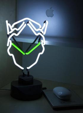 霓虹灯游戏人物个性led灯发光字母neonlight复古玻璃幻彩