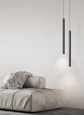 后现代全铜竖条吊灯现代简约客厅沙发卧室灯黑色直管三色光led灯