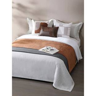 梦幻满屋现代简约风九件套别墅售楼样板间橙咖色软装 专用床上用品