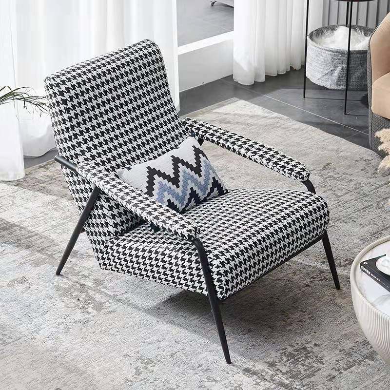 意式极简千鸟格单人沙发椅现代简约休闲椅客厅布艺躺椅轻奢单人椅,畜牧/养殖物资,畜牧/养殖器械,淘宝优惠券,粉丝福利购,淘宝优惠卷