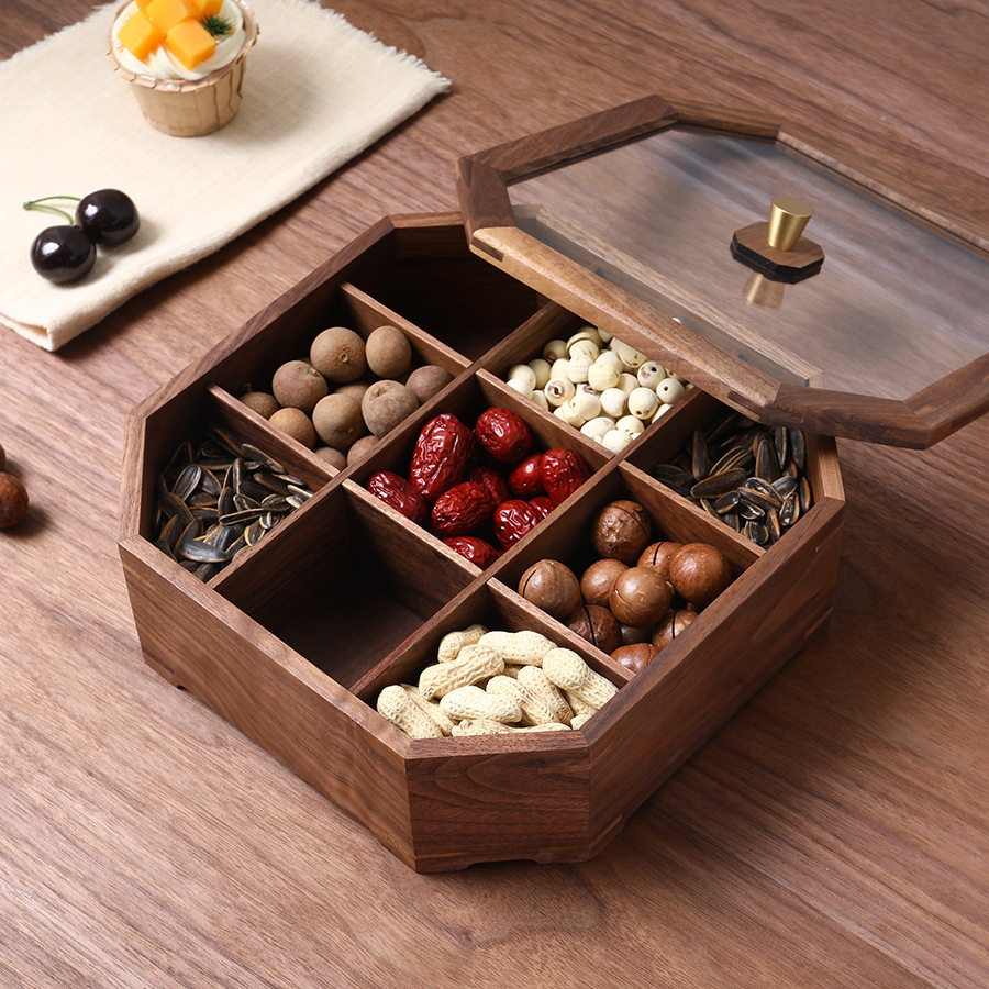 定制黑胡桃干果盒实木家用分格带盖果盘中式婚庆日用百货木盒,餐饮具,果盆/果盘/果篮,淘宝优惠券,粉丝福利购,淘宝优惠卷