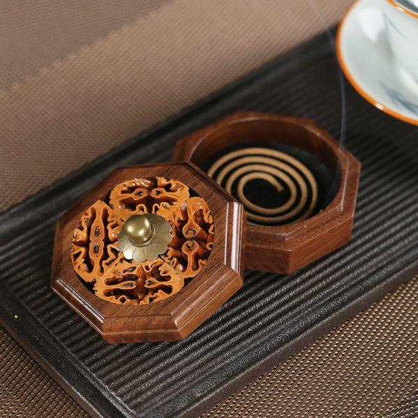 纯手工复古胡桃木香炉家用室内熏香茶室焚香盒檀香蚊香禅意香薰盘,家居饰品,香薰炉,淘宝优惠券,粉丝福利购,淘宝优惠卷